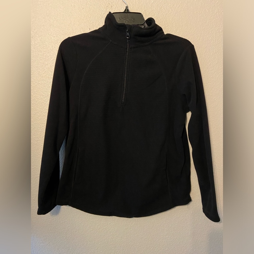 St. John’s Bay Black 1/4 Zip Pullover With Pockets  Size Small Petite - Picture 3 of 9